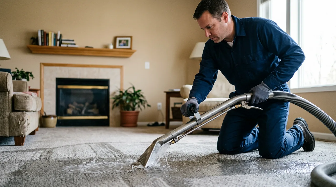 Water damage restoration technician working near Keysville, VA